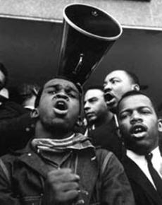 Andrew Young, Dr. Martin Luther King Jr. and John Lewis in Selma, Ala., in 1965