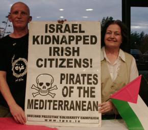Irish activists Derek Graham and Mairead Maguire after their deportation from Israel