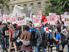 The socialist contingent on the march at the October 2 "One Nation Working Together" rally