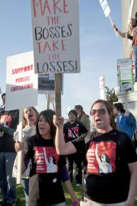 Protesting cuts to school budgets in California
