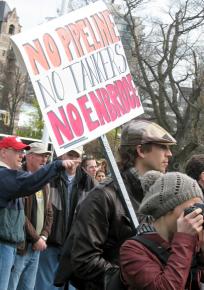 Demonstrators gathered in Victoria to protest Enbridge's Northern Gateway pipeline