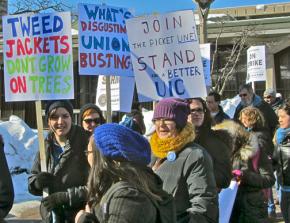UIC faculty rally with students and community supporters during their strike