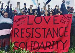 Protesters demonstrate against a new pipeline